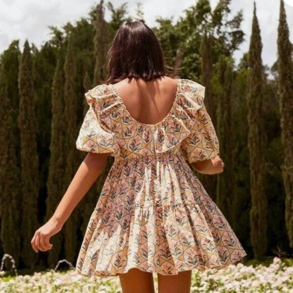 Agua by Agua Bendita Dress Chan Chan Miel Flor Mini Floral Cotton XSl - Picture 2 of 9